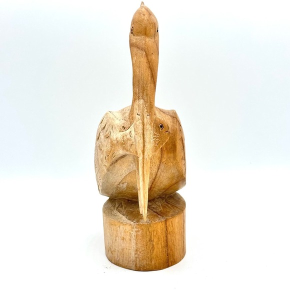 Hand Carved Bali Indonesian Wood Pelican 8" Figurine Bird With Fish 
Ocean Beach - Picture 3 of 11